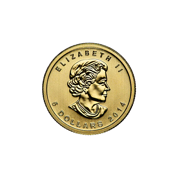 CANADIAN MAPLE LEAFS 1/10 OZ GOLD